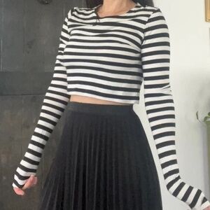 Zara black and white striped stretch top